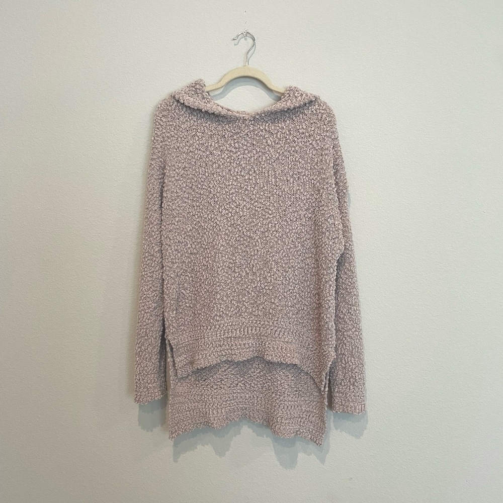 Listicle Oversized Popcorn Uneven Hem Hoodie